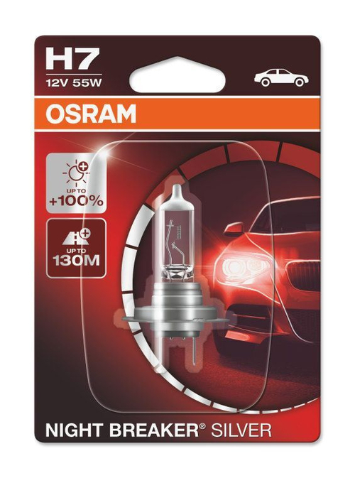 Автолампа 12V H7 55W Osram Night Breaker Silver +100%