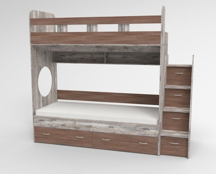 Трехъярусная кровать КарИВи Юниор  Бетон Бодего Темный