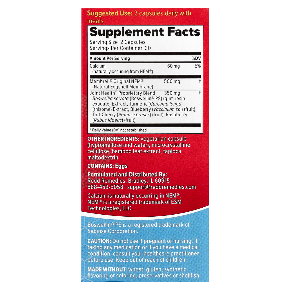 Redd Remedies, Здоровье суставов, улучшенная формула, 60 вегетарианских капсул