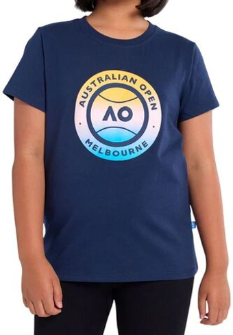 Футболка для девочки теннисная Australian Open Round Logo - небесный