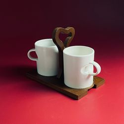 Lenardi 235-079 Набор из 2 кружек 300мл с блюдцами на подставке TROPICAL в под.уп.(х18)Фарфор