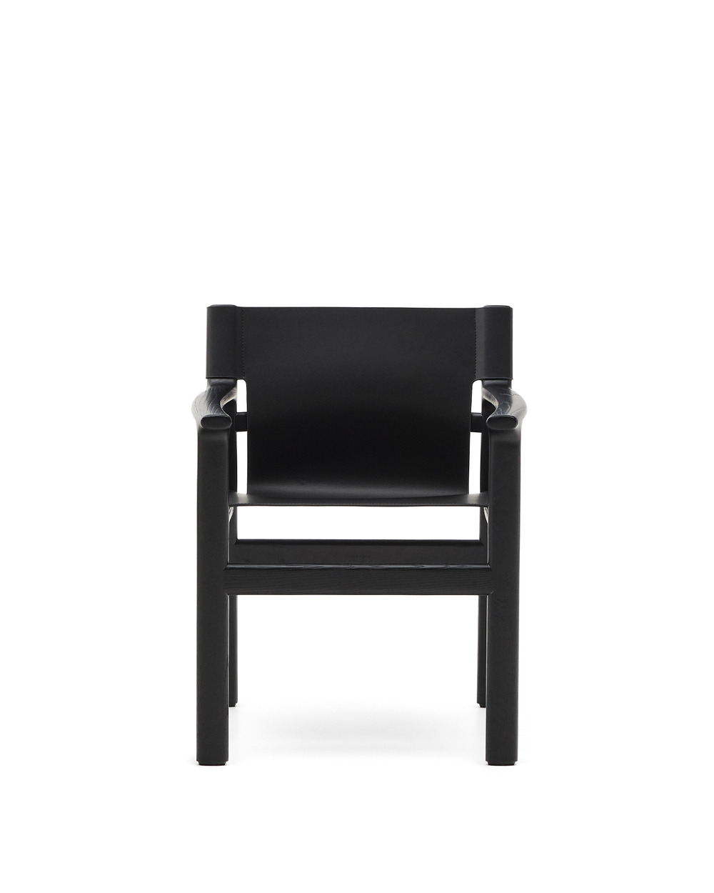 Стул Jan из переработанной кожи черного цвета и ясеня в черном цвете