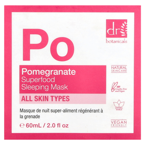 Dr. Botanicals, Маска для сна, для всех типов кожи, гранат, 2 жидк. Унции (60 мл)