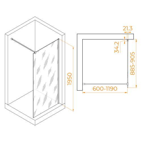 Душевая перегородка RGW WA-001 (Прозрачное, 900)