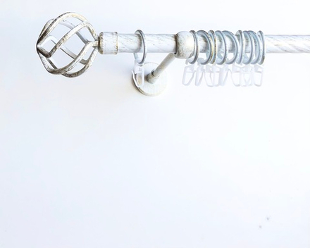 Карниз кованый витой для штор "Глобо" d20 мм однорядный, цвет белое золото