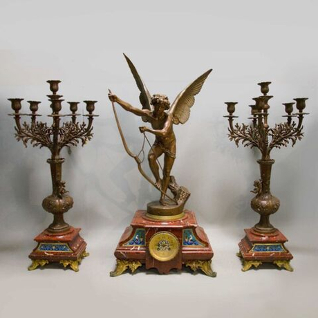 Винтаж: Антикварный Каминный/Кабинетный комплект «Амур с луком и стрелами»