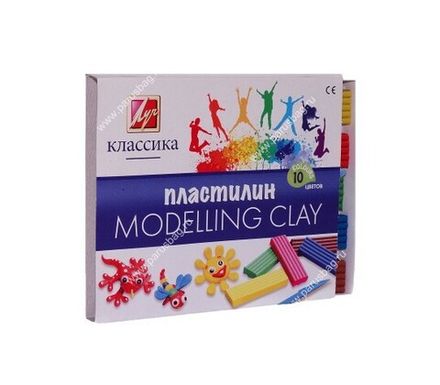 Пластилин 10 цветов Луч Классика, 200гр, со стеком, картон. упак.