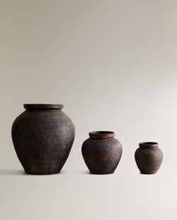 Zara Home Ваза из керамики, цвет коричневый, 16.5 см