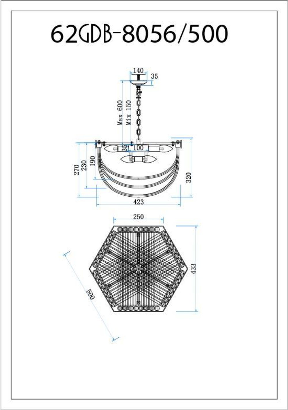 Люстра Marino M Garda Decor 62GDM-8056-500