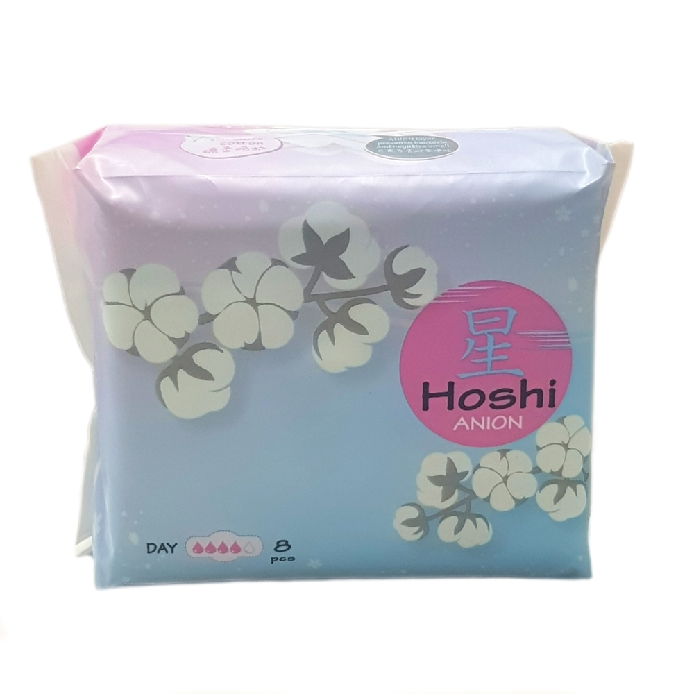 Прокладки гигиенические для критических дней дневные HOSHI Anion Day Use 240мм, 8 шт.
