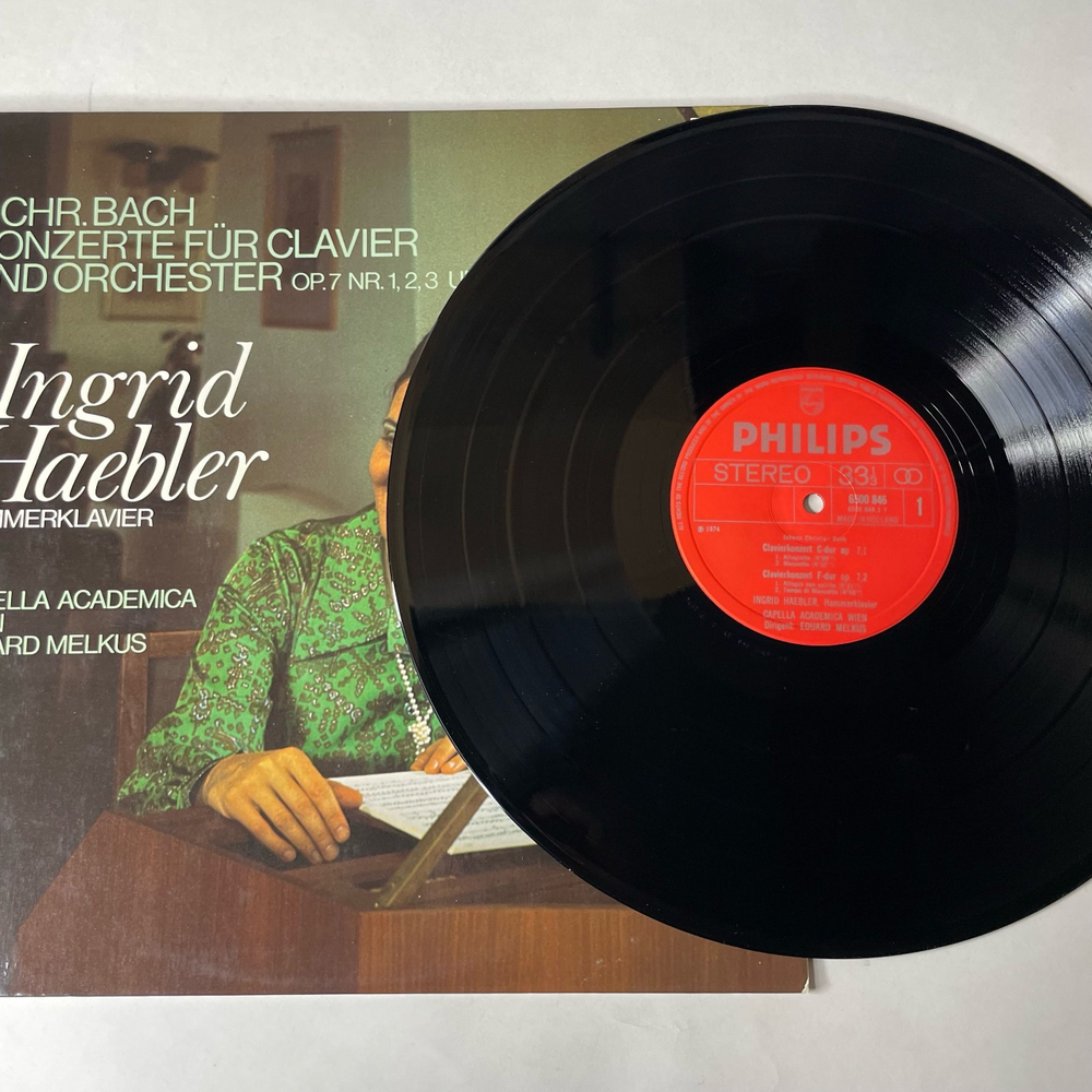Винтажная виниловая пластинка LP J. Chr. Bach Бах, Ingrid Haebler, Capella Academica Wien, Eduard Melkus Konzerte Fur Clavier Und Orchester Op. 7 Nr. 1, 2, 3 Und Op. 13 Nr. 4 (Нидерланды 1974)
