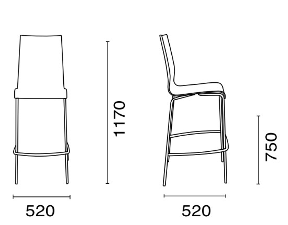 Стул барный с обивкой Papatya Icon BD, хромированный