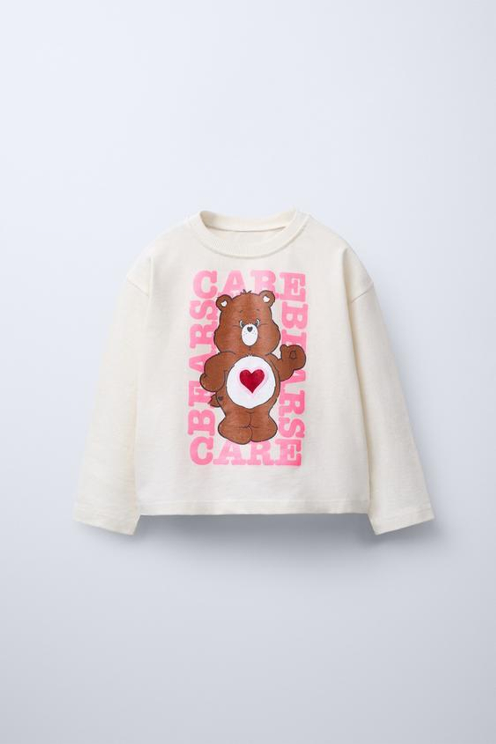 ZARA ЛОНГСЛИВ ИЗ ХЛОПКА MEDIUM WEIGHT С ПРИНТОМ CARE BEARS ™, ЭКРЮ