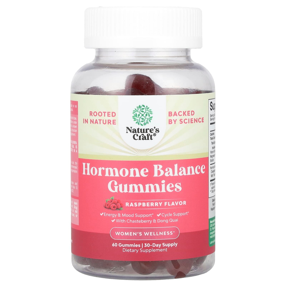 Nature's Craft, Women's Wellness, жевательные таблетки для поддержания баланса гормонов, малина, 60 жевательных таблеток