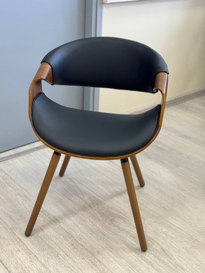 стул Rob деревянный, черная экокожа