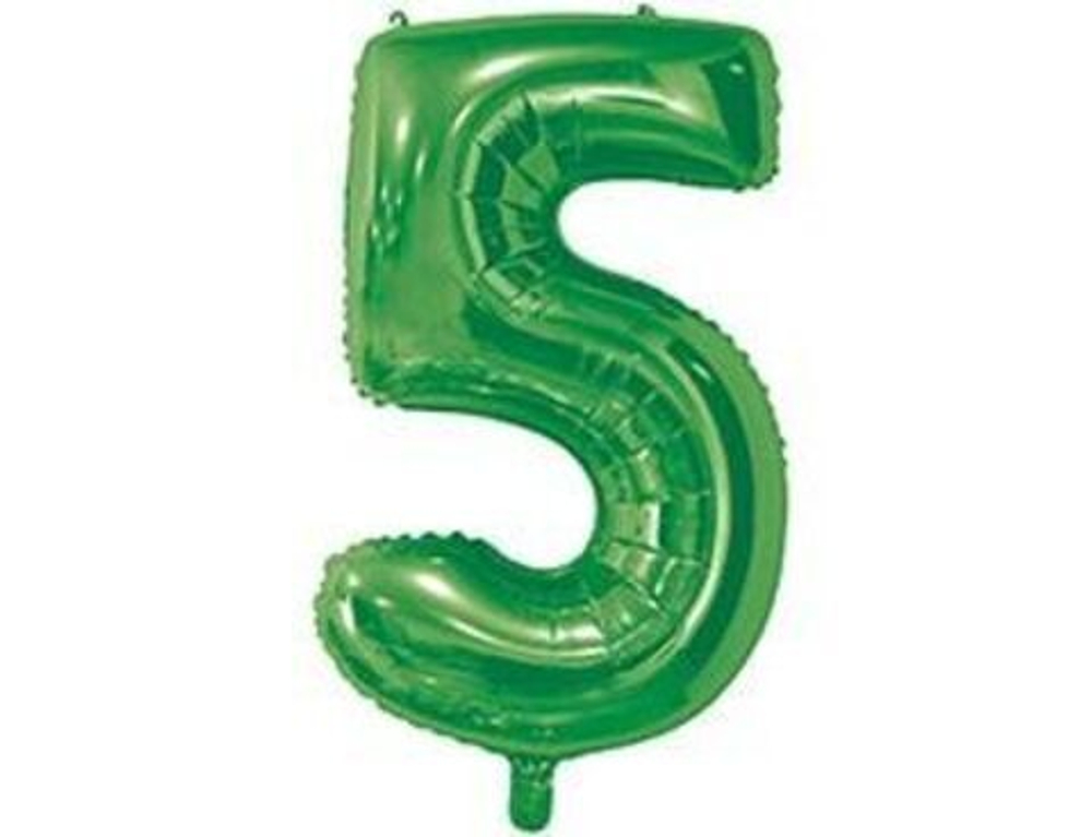 К 26"/66 см, Цифра Зеленый (Green) "5", 1 шт. (надутый гелием)