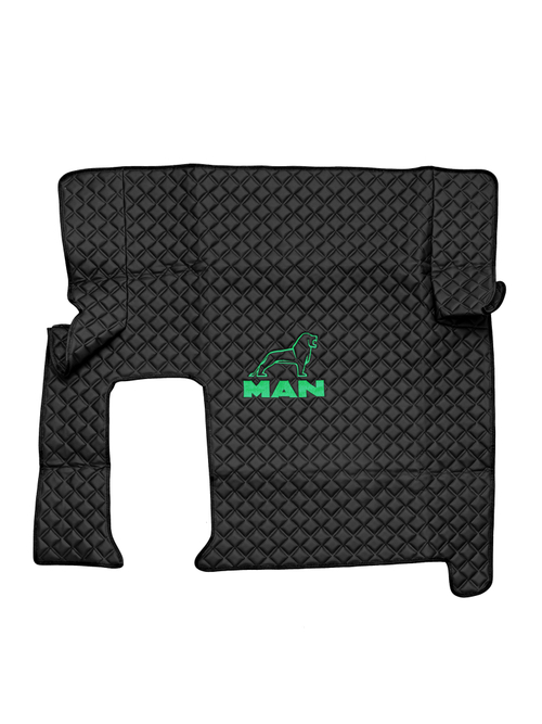 Ковры MAN TGX с 1-м ящиком (автомат) (экокожа, черный, черный кант, зеленая вышивка)