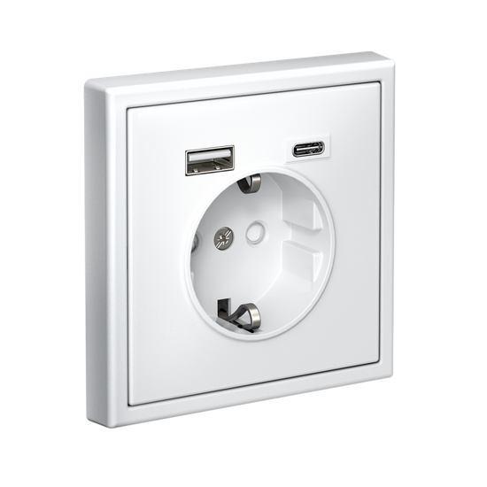 Розетка ArtGallery 16А с 2-мя заряд. устройствами USB A+C 5В/2.4А/3А 2х5В/1.5А механизм бел. SE GAL000132