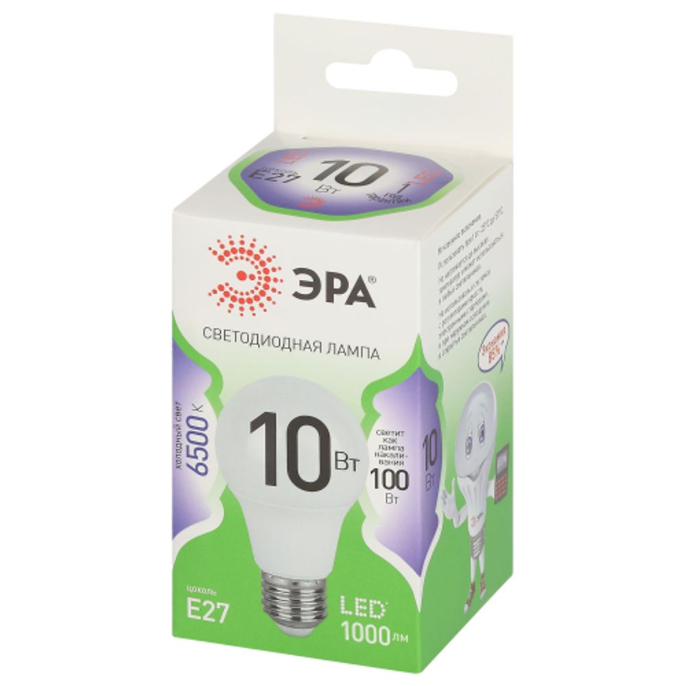 Лампа светодиодная ЭРА GREEN LINE LED A60-10W-865-E27 GL 10Вт груша холодный свет E27