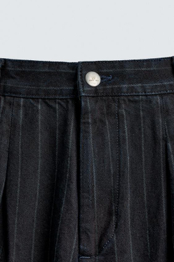 ZARA БРЮКИ BALLON В ПОЛОСКУ, СИНИЙ