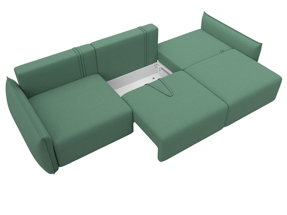 Диван прямой Лига-051 НПБ Лонг РОГОЖКА Амур 11 зеленый