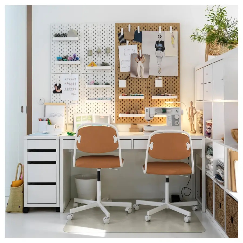 Письменный стол с ящиками - IKEA MICKE, 142x50 см, белый, МИККЕ ИКЕА