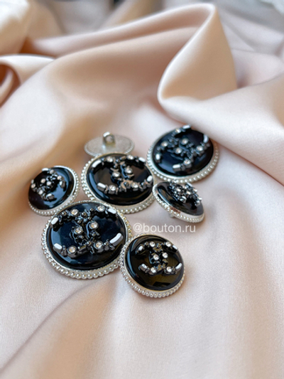 Пуговицы Шан. Черные Перламутр черное лого
