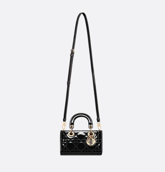Сумка Dior Lady D-joy из лакированной кожи, черный