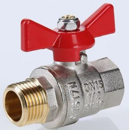 Кран шаровый гайка-штуцер, Ø 1/2" бабочка