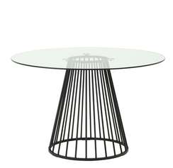Стол Nels Ø120 см, закаленное стекло, черная ножка