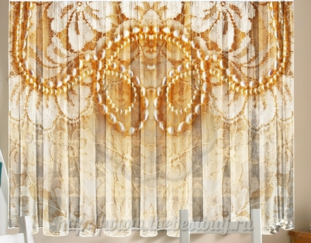 Фото-тюль для кухни: Кружево (арт. L20-3240)  -  (145х160)х2 см.