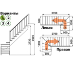 Лестница К-001м/1 П c подступенками сосна (6уп)