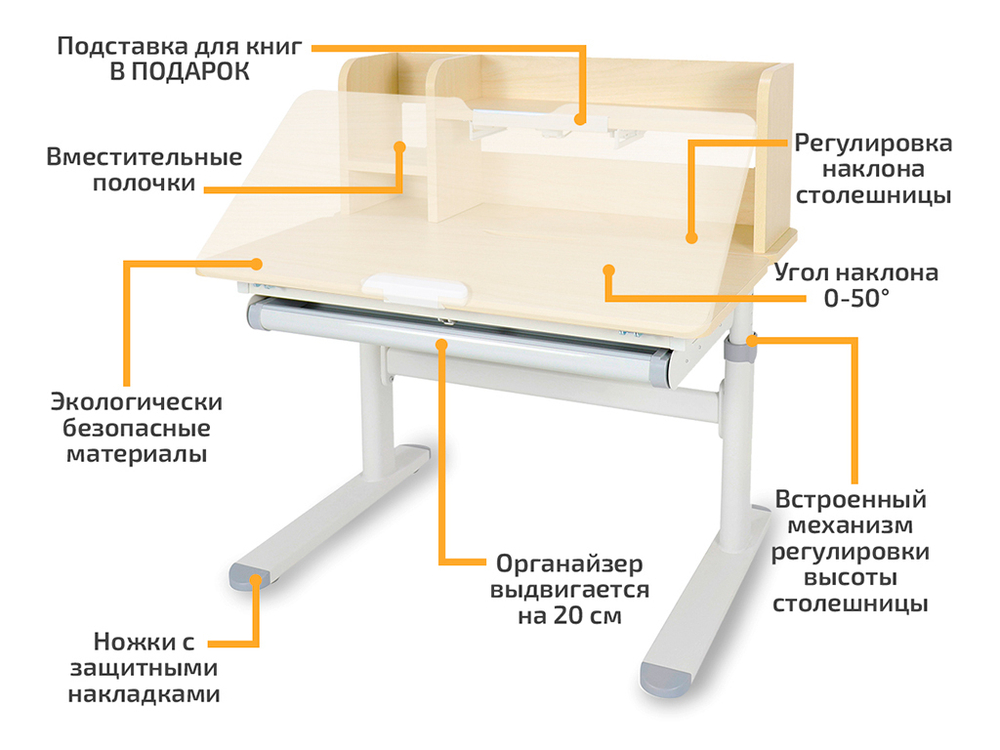 Растущая парта Ergokids Compas Max TH-308 Max (800×600 мм)