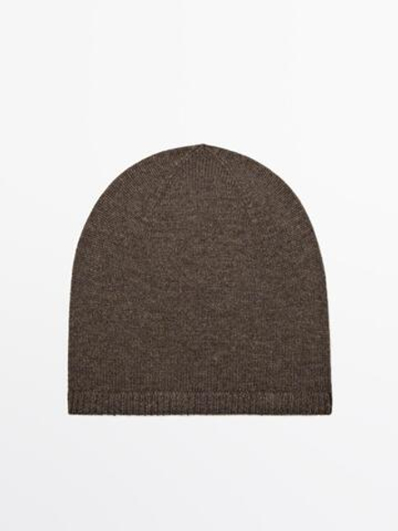 Massimo Dutti Шапка бини из тонкой смесовой шерсти, кротово-коричневый