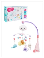 107263/Музыкальная карусель "Elefantino" на батарейках, 19 мелодий, проектор, ночник, съемн. игрушки