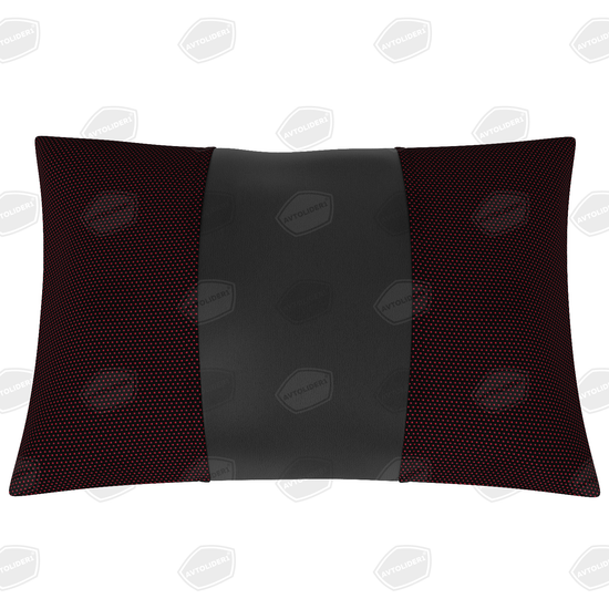 Автомобильная подушка под шею или поясницу комбинированная из жаккарда и экокожи (прямоугольная на резинке)