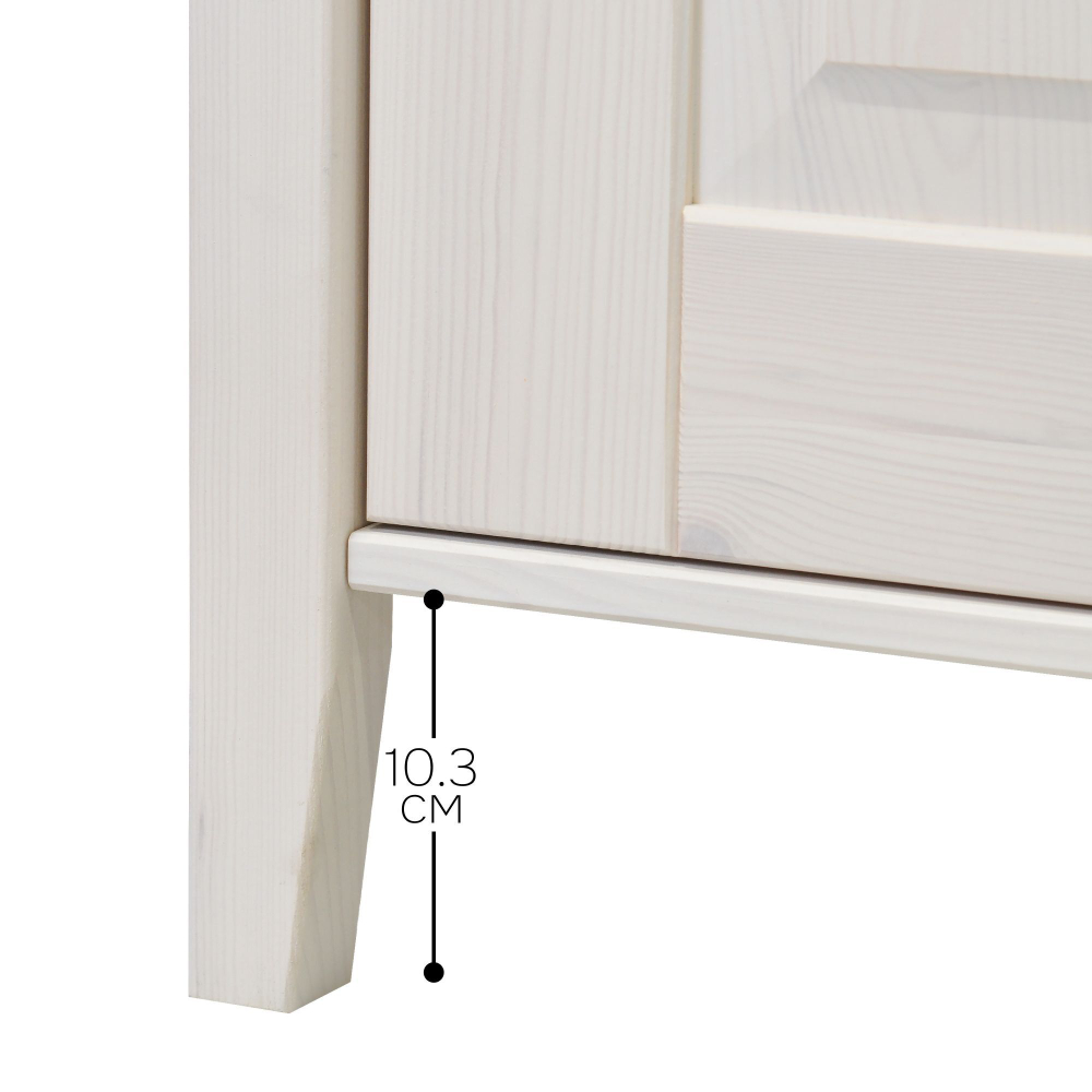 Dipriz Комод Боцен из сосны, 4 ящика 1 дверь, на ножках, 103х43х79 см, белый воск