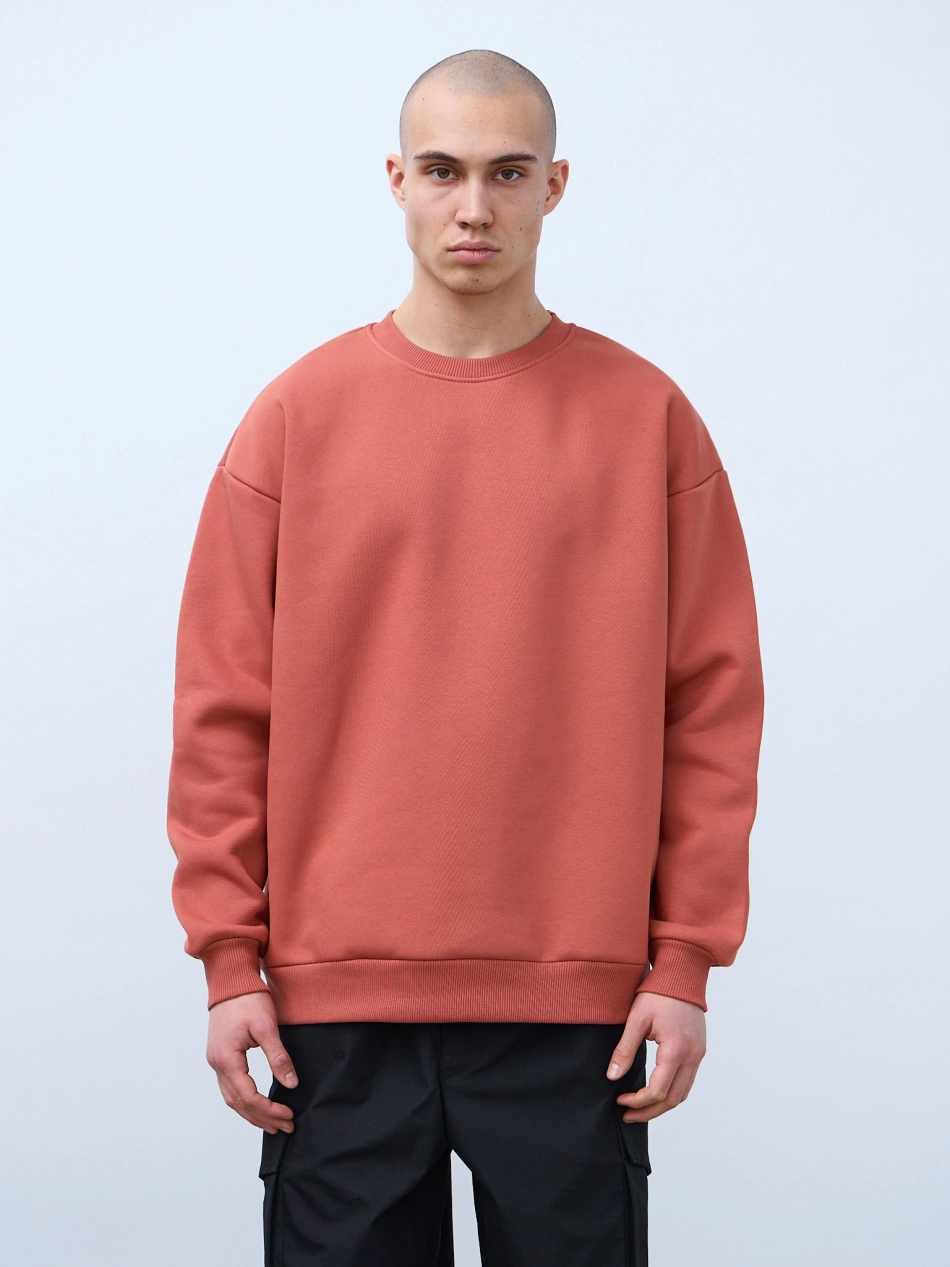 Свитшот оверсайз, с начесом (терракот)