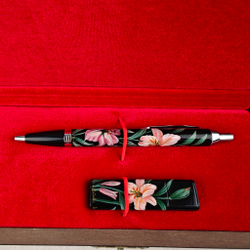 Набор "Лилии" флешка и ручка Parker с ручной росписью Палех в футляре