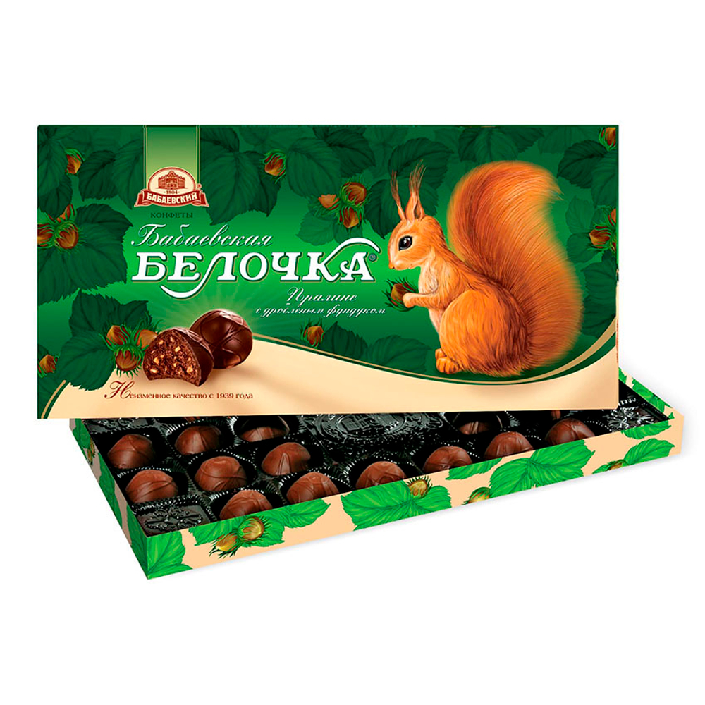 Бабаевская Белочка с дробленым фундуком, конфеты в наборе, 400 гр.
