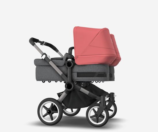 Коляска для двойни 2 в 1 Bugaboo Donkey 5 Twin Sunrise red/Grey melange/Graphite