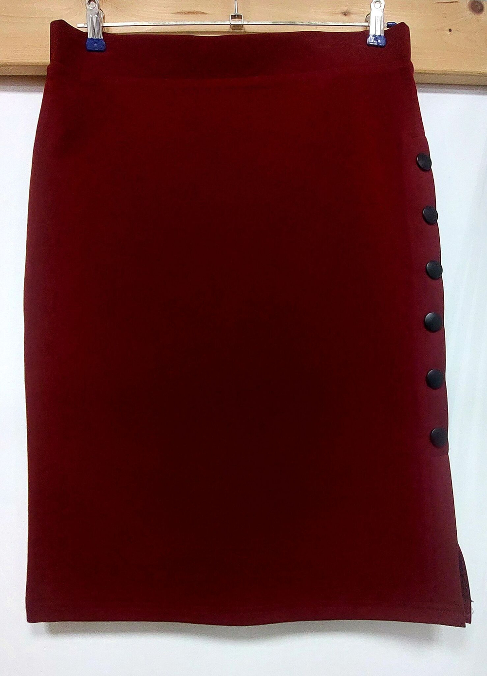 Юбка женская трикоражная трикотаж красная бордовая плотная зимняя весенняя осенняя карандаш до колена узкая приуженная по фигуре размер 48 50 L XL