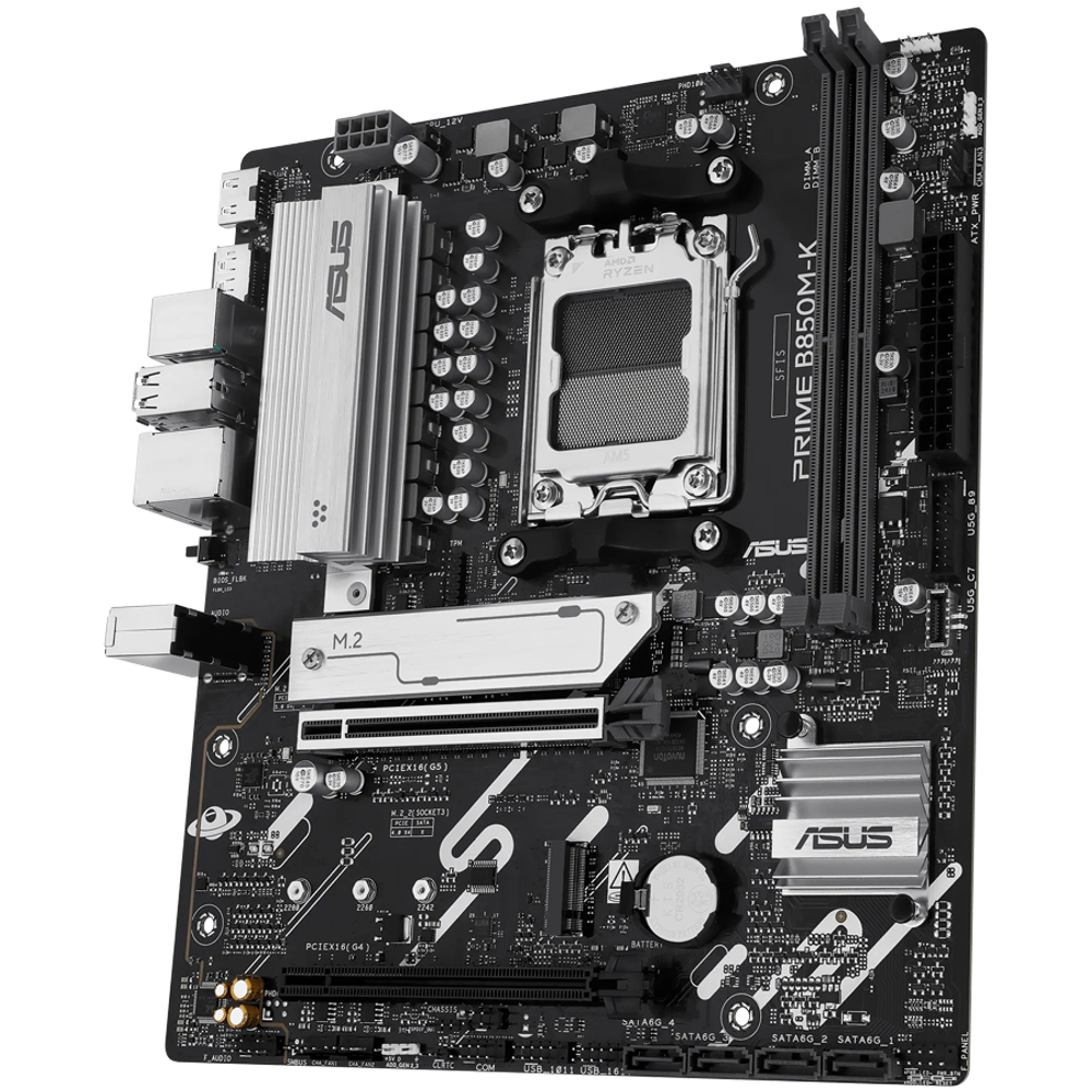 ASUS Main Board Desktop Socket AM5 AMD B850 Chipset 2 x DIMM slots, max. 128GB, DDR5 1 x DisplayPort 1 x HDMI 2 x M.2 4 x SATA micro-ATX Form Factor