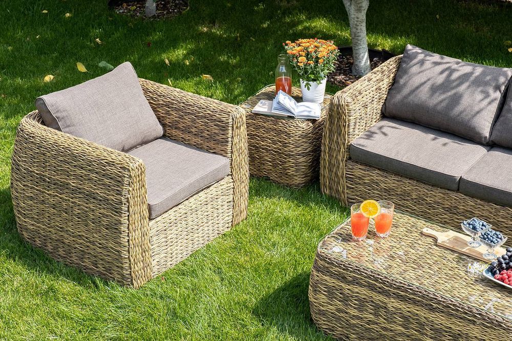 "Кальяри" лаунж-зона из искусственного ротанга (гиацинт), цвет соломенный