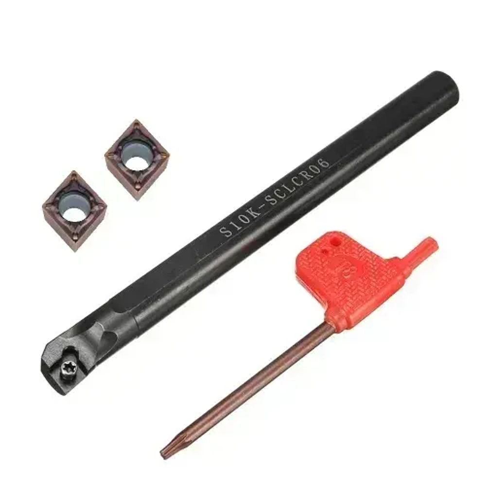 Державка S06K-SCLCR06 резец расточной для глухих и сквозных отверстий + 2 пластины CCMT060204 / 08