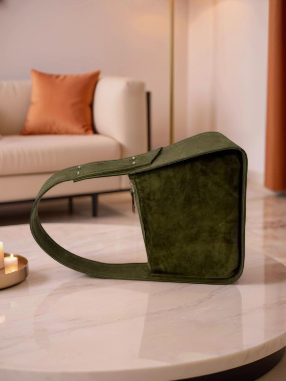 Louis Lefevre Сумка женская натуральная кожа замша через плечо багет зеленая