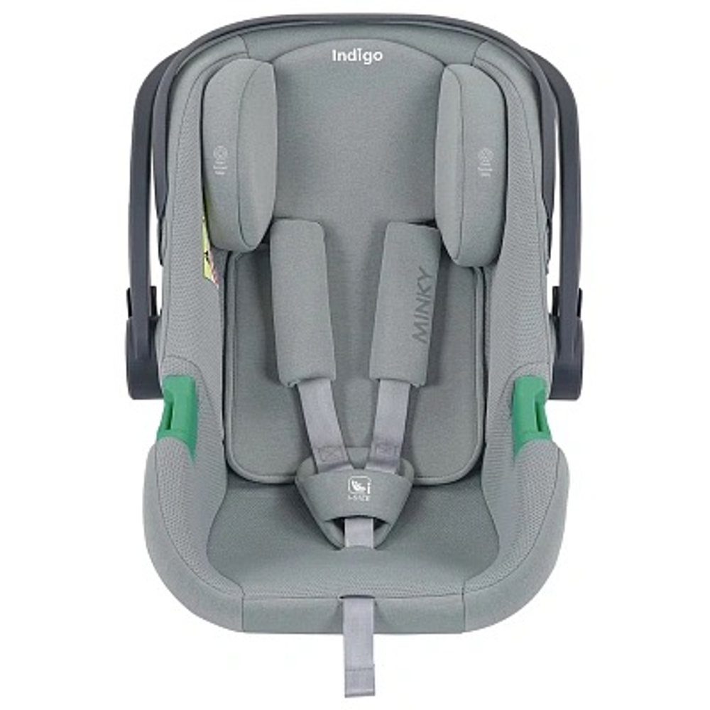 Автолюлька Indigo Minky I-Size с базой 0+ (40-87см) светло-серый