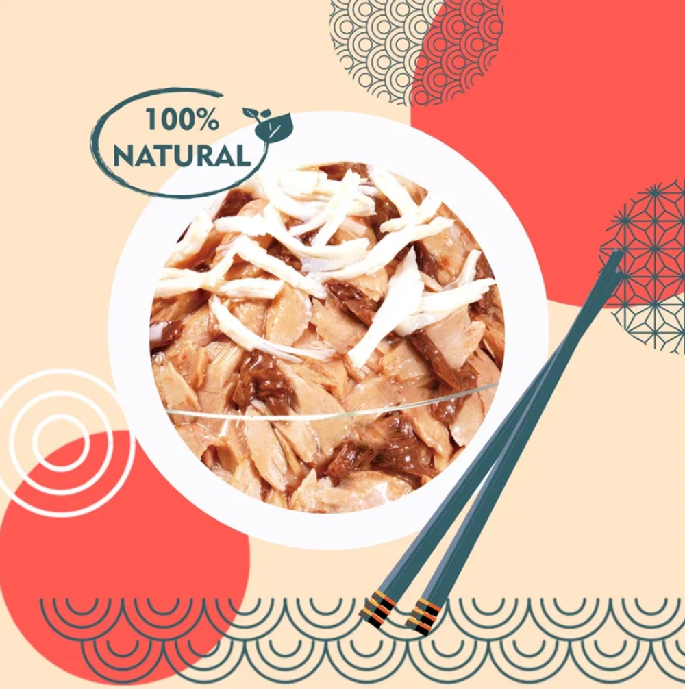 Влажный корм-лакомство для кошек Inaba Ciao Kinnodashi 0,06кг Тунец Магуро и тунец Кацуо с куриным филе для взрослых кошек. В комплекте 5 Упаковок