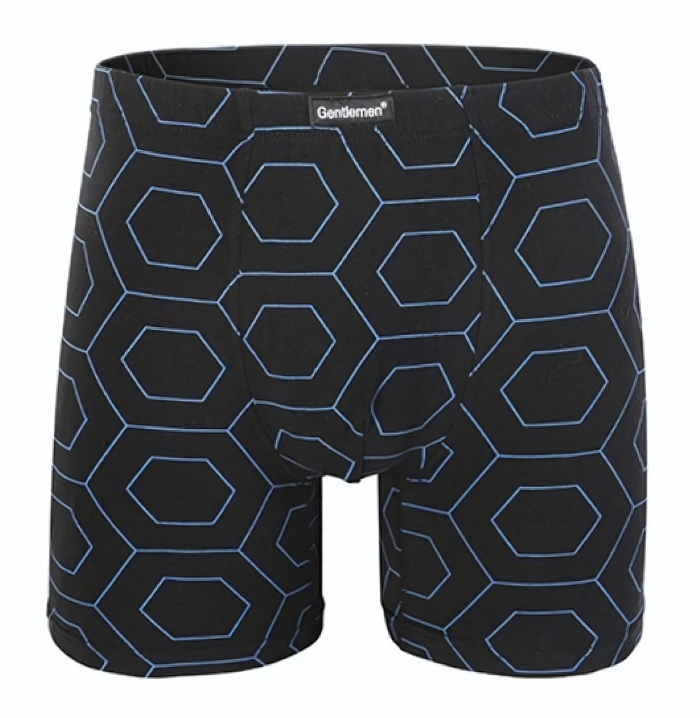 Удлиненные мужские трусы-боксеры из хлопкового материала (Размер: XL) (Цвет: черный)