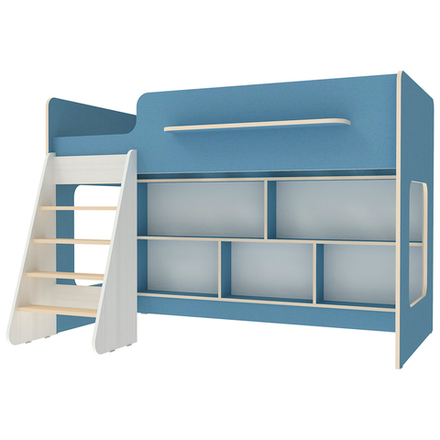 Кровать-чердак КарИВи Л-22.1  Белое Дерево Светло-синий, голубой